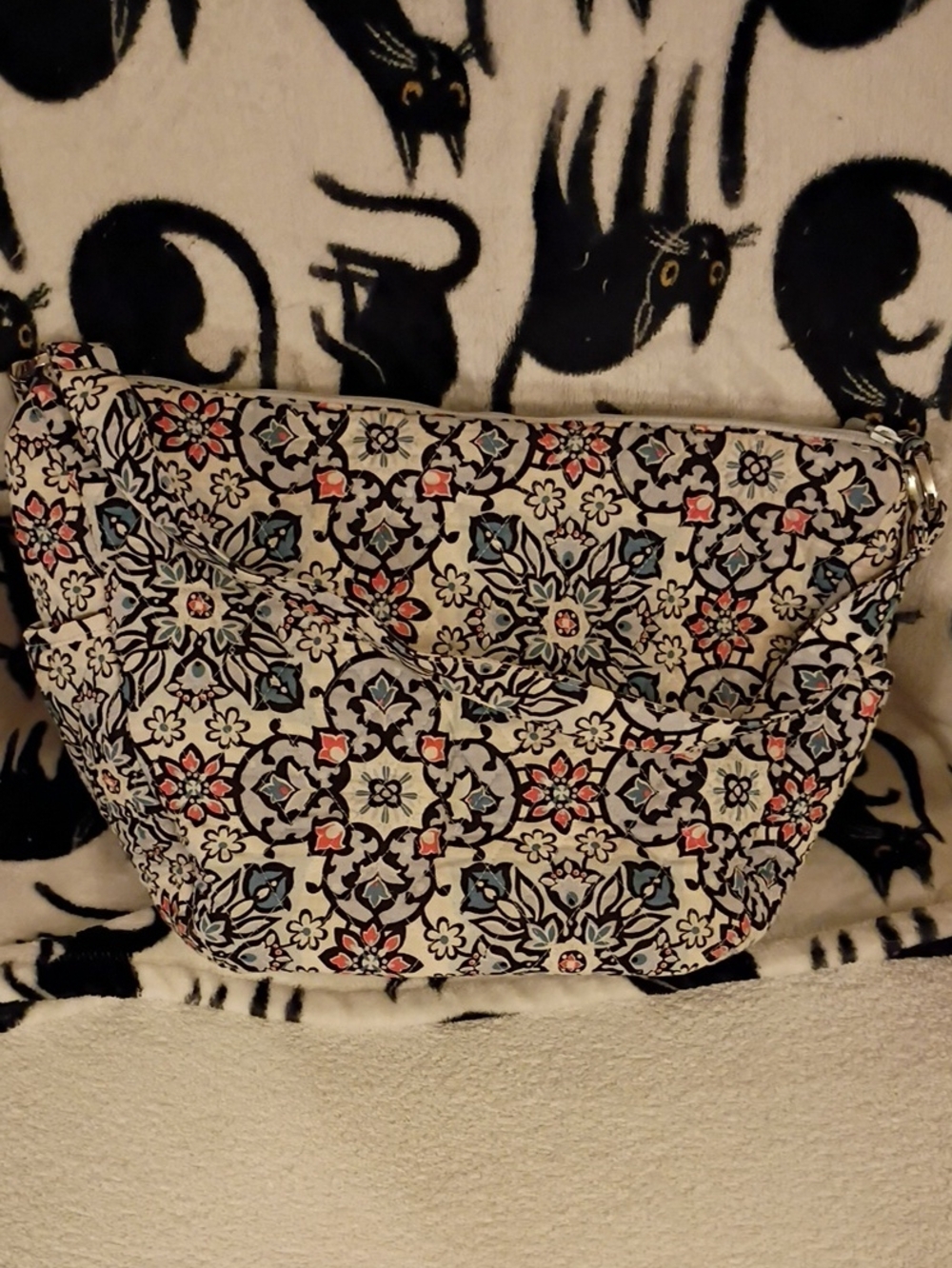 Vera Bradley Floral Mosaic Crossbody in Gray, Blue, and Coral